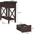 ChooChoo End Table, MDF Material Flip Top Narrow End Table with Drawer, Accent Small Side Table Nightstand for Living Room, Bedroom, and Small Spaces - Espresso