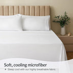 LuxClub 4 PC Queen Sheet Set, Bed Sheets Queen Size, Deep Pockets Wrinkle Free Cooling Bed Sheets Machine Washable Hotel Bedding Silky Soft - White Queen