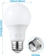 TORCHSTAR A19 LED Light Bulbs 60W Equivalent, UL Listed, 3000K Warm White, Dimmable, 9W, 800lm, Flicker Free, E26 Standard Base LED Bulb for Ceiling Fan, Lamp, 15,000hrs, Pack of 6