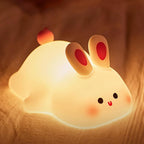 ANGTUO Bunny Night Light, Big Face Rabbit, Dimmable & Rechargeable, Cute White Night Light, Kawaii Room Decor