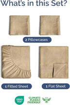 Extra Deep Twin XL Sheet Set - 4 Piece Breathable & Cooling Sheets - Hotel Luxury Bed Sheets Set - Easy Fit - Soft, Wrinkle Free & Comfy Sheets Set - Heathered Tan Sheet Set with Extra Deep Pockets