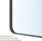 VocalStar Black Metal Framed Bathroom Mirror for Wall, 16 x 24 Inch Rounded Rectangle Matte Black Bathroom Vanity Mirror Farmhouse, 1/4-inch Shatterproof Glass | Ultra-Flush Hanging