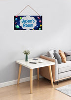 SLWEJQHA Personalized Outer Space Room Decor Art Rocket Pictures,Space Art for Kids Room,Boys Bedroom Decor,Nursery Decor Stars themed For Little Man Cave