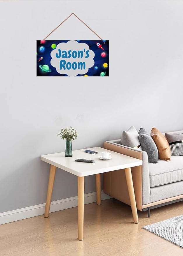 SLWEJQHA Personalized Outer Space Room Decor Art Rocket Pictures,Space Art for Kids Room,Boys Bedroom Decor,Nursery Decor Stars themed For Little Man Cave