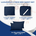 DREAMCARE Full Size Sheets – 4 pcs Cooling Sheets – up to 21” Deep Full Sheet Set – Hotel Luxury Sheets & Pillowcases – Superior Softness 100% Fine Microfiber with Side Pocket – Navy Blue