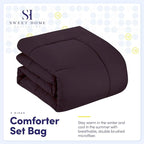 Sweet Home Collection 5 Piece Comforter Set Bag Solid Color All Season Soft Down Alternative Blanket & Luxurious Microfiber Bed Sheets, Purple, Twin XL