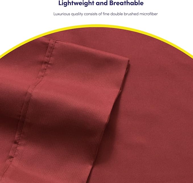 Twin XL Size Bed Sheets - 4 Piece 1500 Supreme Collection Fine Brushed Microfiber Deep Pocket Twin X-Large Sheet Set Bedding - 1 EXTRA PILLOW CASES, GREAT VALUE, Twin XL, Burgundy