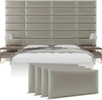 Vänt Upholstered Wall Panels - Queen/Full Size Wall Mounted Headboards - Metallic Neutral Champagne - Set of 4 Panels (Each Individual Panel 30"x11.5")
