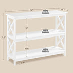 Yaheetech Console Table with 3 Storage Shelves, Entryway Table Sofa Side Table Narrow Long Bookshelf for Hallway Living Room, Accent Furniture, White