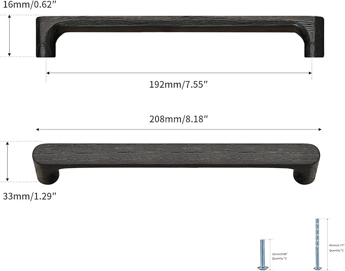 Black Round 7-1/2in 8 pcs Wooden Drawer Pulls Handle pulls for cabinets Kitchen Cabinet Drawer pulls Cabinet Door Pull