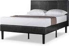ZINUS Gerard Faux Leather Upholstered Platform Bed Frame, Mattress Foundation, Wood Slat Support, No Box Spring Needed, Easy Assembly, King