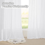 RYB HOME Sheer Curtains 63 inch Length 2 Panels - Linen Textured Fabric Semi Transparent Light Filtering Curtains for Living Room Bedroom Office Bathroom, Width 52 x Length 63 inches, 2 Panels