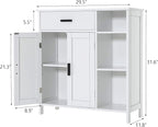 WEENFON Bathroom Cabinet, Floor Storage Cabinet with Doors and Shelves, Coffee Bar Cabinets with Drawer, for Living Room, Bathroom, Kitchen, White