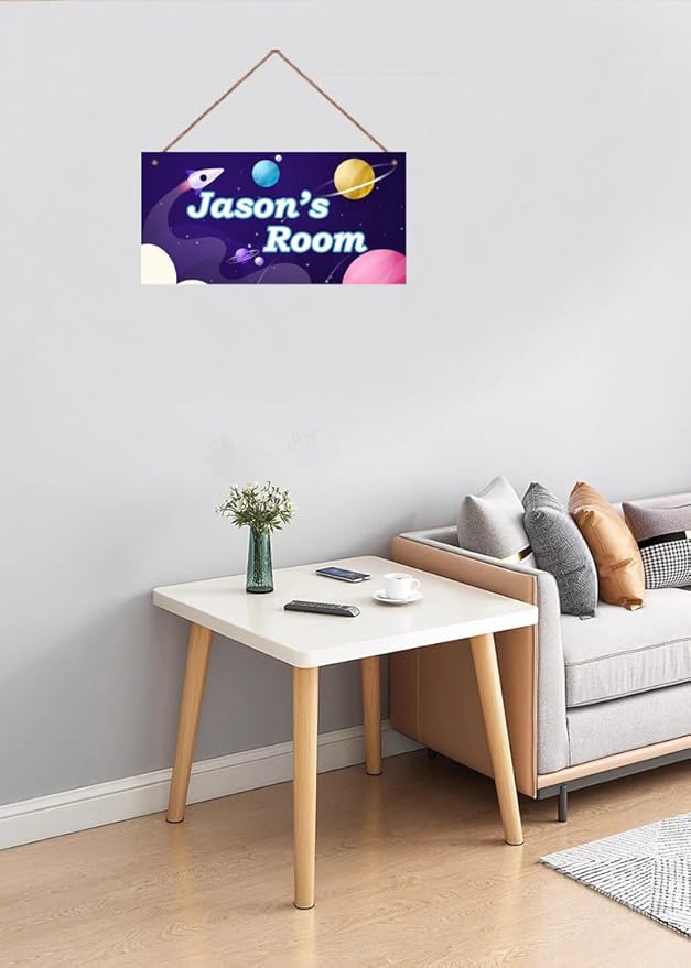 Personalized Signs Spacecraft Sign Alien Wall Art Decoration Exquisite Decorative Signs for Kids Room Planet Wall Art Decor Outer Space Themed Nursery Decor For Boys Bedroom