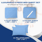 DREAMCARE Full Size Sheets - Cooling Bed Sheets - 4pcs Set - up to 15" Deep Pocket Full Sheet Set - Sheets Full Size Bed - Soft & Long Lasting 100% Fine Brushed Polyester with Side Pocket - LightBlue