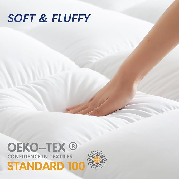 CYMULA Twin Mattress Topper, Extra Thick Plush Soft Mattress Pad, Pillow Top Mattress Topper with Deep Pocket