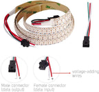 BTF-LIGHTING WS2812B RGB ECO LED Strip, Chasing Effects 5050SMD Individually Addressable 3.3FT 144(2X72) Pixels/m Flexible Dream Color IP30 for Bedroom DIY Projects DC5V(No Adapter or Controller)