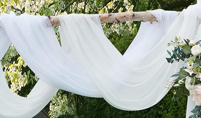 LinenZone White Window Scarf Valance in 360 Inch Size. Use Window Scarves as Canopy Bed or Backdrop Curtains, Curtain Scarf, or Sheer Fabric for Draping. (Amazing 55 x 360, White)