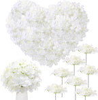 Zeyune 150 Pcs Hydrangea Artificial Flowers, Silk Flower Heads with Stems, Fake Hydrangea Bouquet for Wedding Arch Centerpiece DIY Floral Home Decoration (White)