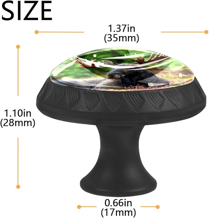 4 Pack Drawer Knobs Pulls Moose Green Trees Crystal Glass Round Knobs Pulls Handles for Cabinets Dressers Kitchen Bathroom - Cupboards Wardrobes Hardware Furniture Knobs