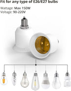 JACKYLED 2-Pack E12 to E26 Adapter, E12 Light Socket to Medium Base, E26 E27 Converter Light Socket Adapter, Chandelier Socket E12 Light Bulb Adapter