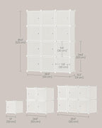 SONGMICS Cube Storage Organizer, Set of 12 Plastic Cubes, Closet Storage Shelves, DIY Plastic Closet Cabinet, Modular Bookcase, Shelving with Doors for Bedroom, Living Room, Cream White ULPC342W02