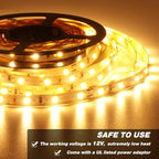 Warm LED Strip Lights,Onforu16.4ft Dimmable Strip Lighting,3000K 5m 12v Tape Light, 2835 LEDs Flexible Warm White Rope Light for Home,Kitchen,Under Cabinet,Bedroom, Christmas Decor, Non-Waterproof