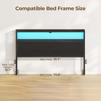 Rolanstar Headboard for King Size Bed with Storage, 60,000 DIY Color of LED Light, Head Board with USB & Type C Port, Height Adjustable, Black Cabeceras de Cama Comfortable Modern, Wood