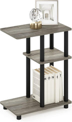 Furinno Turn-N-Tube C-Shape Sofa Side Table, French Oak/Black