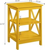 Convenience Concepts Oxford End Table 15.75" - Modern Living Room Table with Storage Shelves, Transitional Nightstand Side Table for Home Decor and Display, Yellow