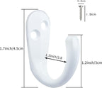 IBosins 15PCS Coat Hooks Wall Mounted Single Prong Robe Hook for Hanging Towel Hooks with 30 Screws for Bags, Hat, Cap, Scarf, Cup (White)
