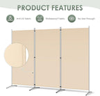 RANTILA 3 Panel Room Divider, 6 Ft Tall Folding Privacy Screen Freestanding Room Partition Wall Dividers, 102''W x 20''D x 71''H, Beige