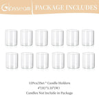 Glasseam Glass Hurricane Candle Holder Set of 12, Cylinder Pillar Candle Holders for Table, Modern Floating Candle Decorations, Clear Glass Cylinder Vase for Centerpieces Wedding Dining Table, 4inch