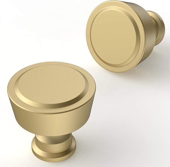 10 Pack Brushed Gold Cabinet Knobs Single Hole Cabinet Pulls Round Kitchen Cabinet Knobs