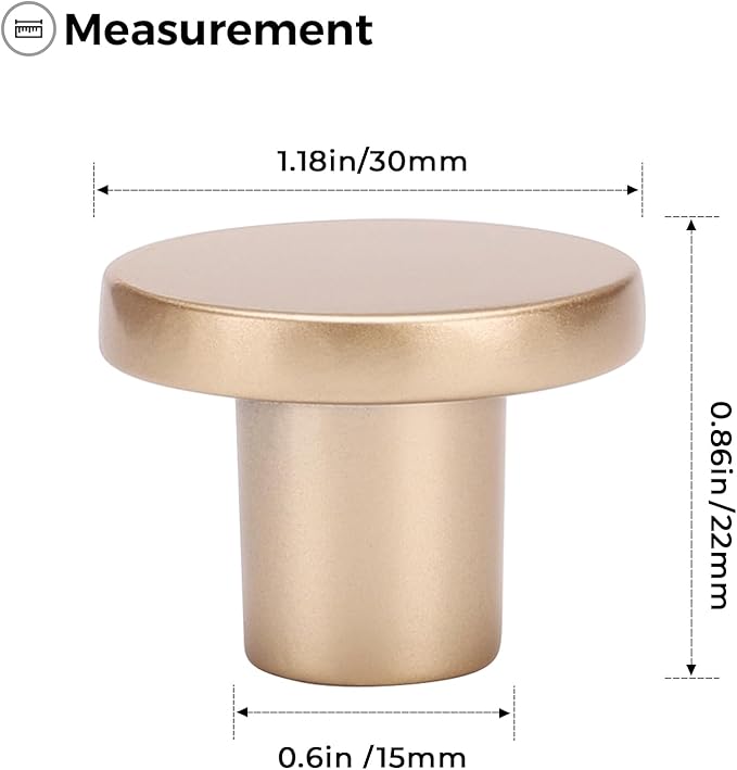 Ravinte 20 Pack Cabinet Knobs Champagne Gold Kitchen Cabinet Knobs Round Dresser Drawer Pulls Closet Door Pulls 1-1/5 Inch