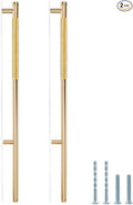 Knurled Cabinet Pulls 2 Pack, 16 Inch Long Cabinet Handles Metal Door Pulls, Kitchen Drawer Pull Knurled Dresser Handles - 10" Hole to Hole, Golden