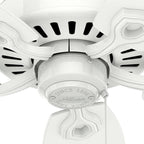 Hunter 52 inch Indoor Ceiling Fan No Light with Pull Chain - White Ceiling Fan without Light, Standard Mount, 5 Blades, For Bedroom, Living Room, or Kitchen - Builder Elite 53240, Snow White