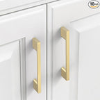 10 Pack Brushed Gold Cabinet Pulls 3.75 Inch Handles for Kitchen Cabinets, Brass Dresser Pulls Hardware