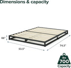 Zinus Joseph Low Profile 6 Inch Platform Bed Frame, Wood Slat Support, No Box Spring Needed, Eco Friendly WonderBox(TM) Packaging, Easy Assembly, Black, Full