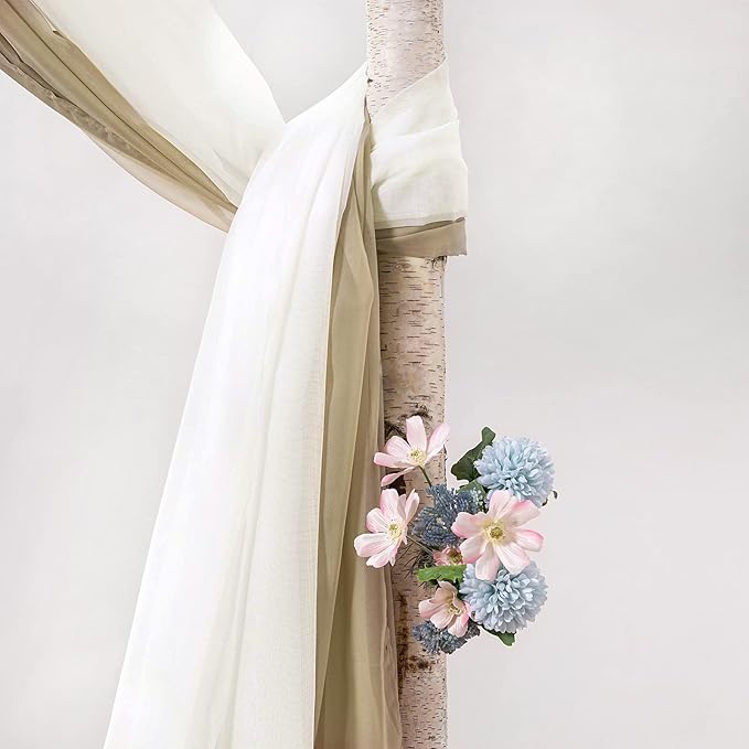 MIULEE Sheer Window Scarf - Extra Long 216 Inch Elegant Valance, Soft Voile Canopy Bed Curtain for Wedding Ceremony & Home Decor, 54x216 Ivory
