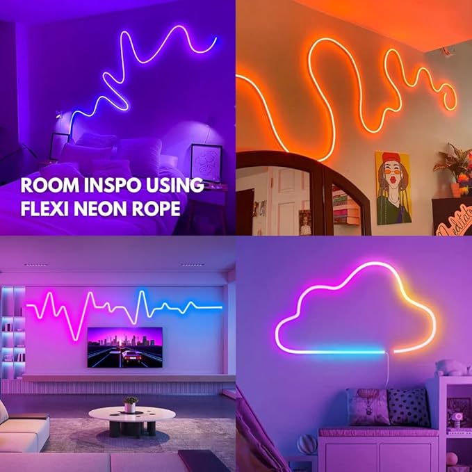 EJ's SUPER CAR 30Ft Neon Rope Lights, Flexible LED Strip Lights with App Remote, Outdoor IP65 24V RGB Rope Lights for Bedroom, Music Sync Gaming Led Neons Light Strip for Outdoors Decor