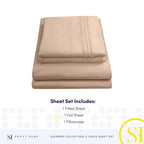 Twin XL Sheets - Breathable Luxury Sheets with Full Elastic & Secure Corner Straps Built In - 1800 Supreme Collection Extra Soft Deep Pocket Bedding Set, Sheet Set, Twin XL, Taupe