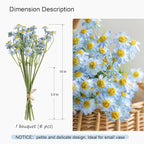 Small Blue Daisy Flowers Artificial,2 Bouquet/12Pcs 10 Inch Fake Daisies,Spring Wild Flower for Party Decor (Blue)