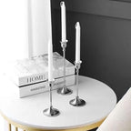 Candlestick Holder for Taper Candles Hi-Q Candle Holders (3PCS, Silver)