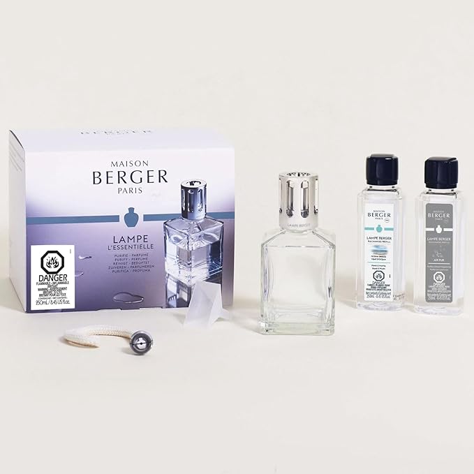 MAISON BERGER Lampe Berger Giftset - Home Fragrance Diffuser - Includes 2 Fragrances So Neutral and Ocean Breeze - 250 milliliters - 8.45 Fluid Ounces (Starter Square)