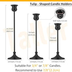 Taper Candle Holder Tall Vintage Metal Candlestick Holders Candle Stick Candelabra for Halloween Thanksgiving Christmas Holiday Wedding (Matt Black, 1 Set (3 pcs))
