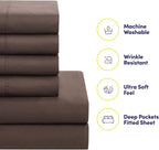 King Size Comforter Set with Sheets - 7-Piece Bedding Collection - 1 Comforter, 1 Fitted Sheet, 1 Flat, 4 Pillowcases - Deep Pocket - Soft & Premium Quality - Ideal for All Seasons, Chocolate Brown