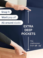 Extra Deep King Sheet Set - 6 Piece Breathable & Cooling Sheets - Hotel Luxury Bed Sheets Set - Easy & Secure Fit - Soft, Wrinkle Free & Comfy Sheets Set - Navy Blue Sheet Set with Extra Deep Pockets