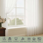OWENIE Sheer Curtains 84 Inches Long 2 Panels Set, Ivory Sheer Curtain for Living Room Bedroom, Modern Voile Filmy Rod Pocket Curtains & Drapes, 2 Pcs, Each 59 W x 84L Inch, Ivory