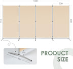 RANTILA 4 Panel Room Divider, 6 Ft Tall Folding Privacy Screen Room Dividers, Freestanding Room Partition Wall Dividers, 136''W x 20''D x 71''H, Beige
